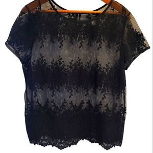 Forever 21 Sheer lace black top, Medium